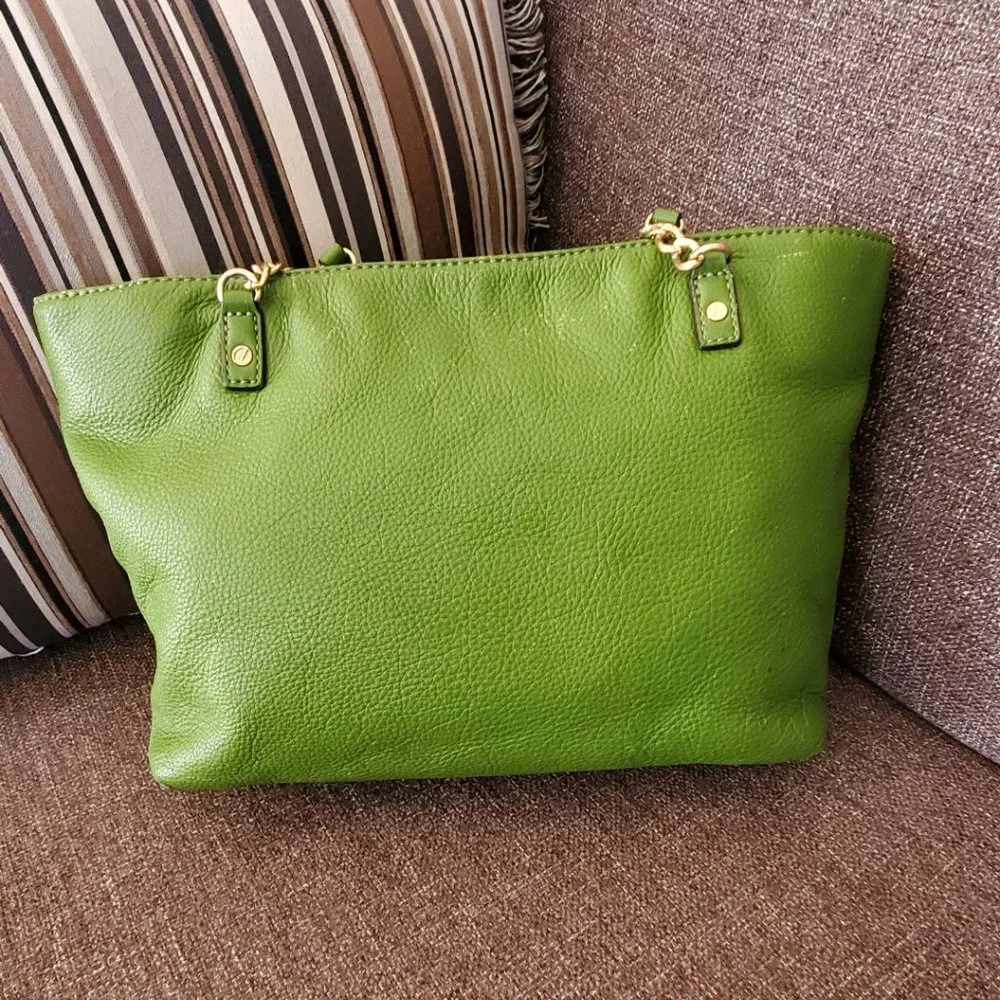 Michael Kors Tote, Green Leather - Picture 2 of 11